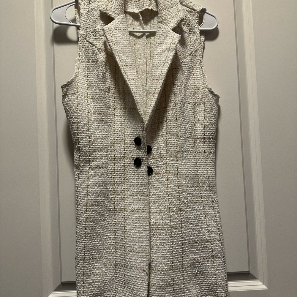 SHEIN Women's Plaid Lapel Double Breasted Vest Coat